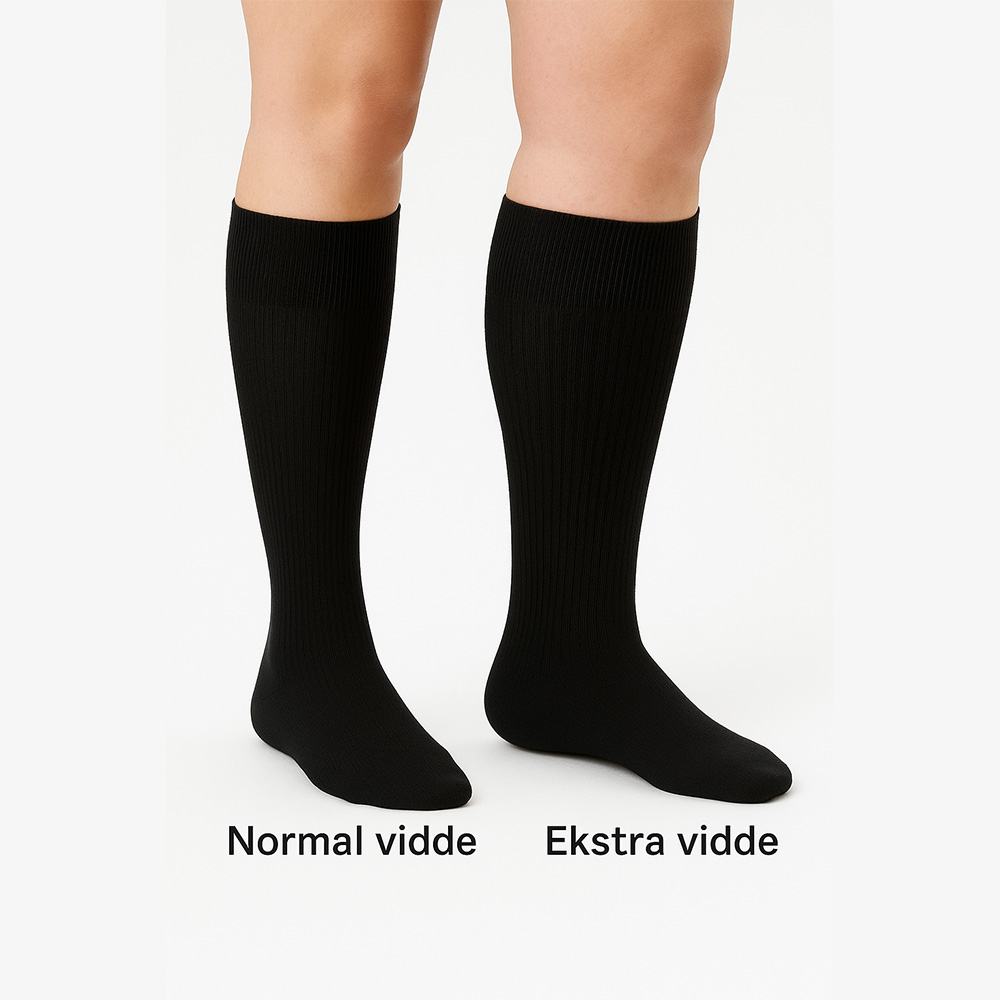 Knæstrømpe med Ekstra Vidde